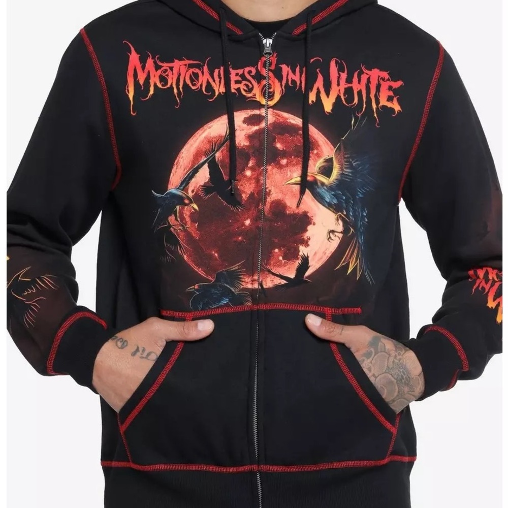 Unisex Motionless In White Crows &‎ Blood Moon Hoodie Hot Topic Metalcore Music
